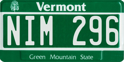 VT license plate NIM296