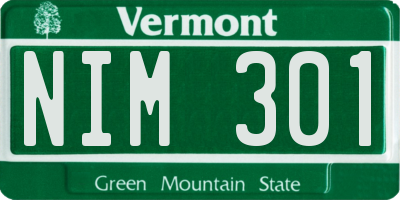 VT license plate NIM301