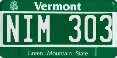 VT license plate NIM303
