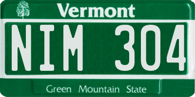 VT license plate NIM304