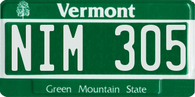 VT license plate NIM305