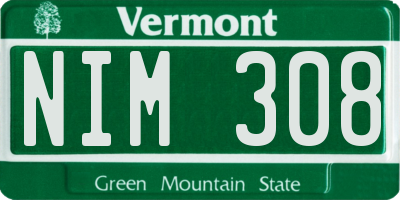 VT license plate NIM308