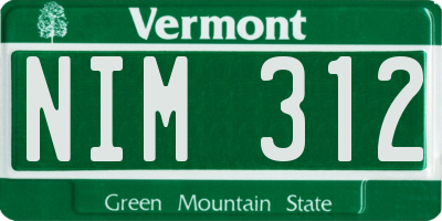 VT license plate NIM312
