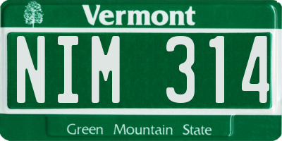 VT license plate NIM314
