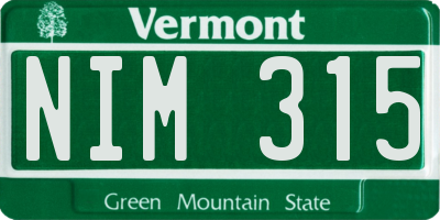 VT license plate NIM315