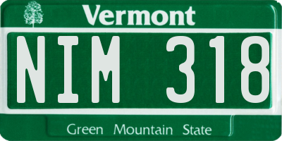 VT license plate NIM318