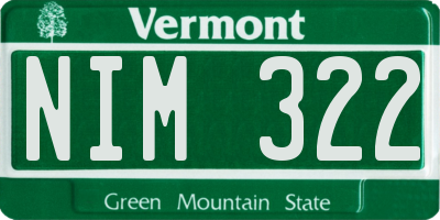VT license plate NIM322