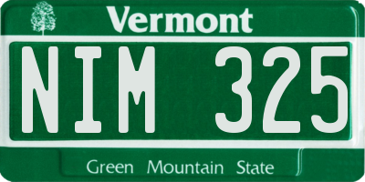 VT license plate NIM325