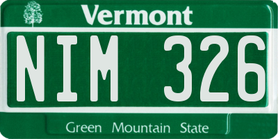 VT license plate NIM326