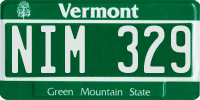 VT license plate NIM329