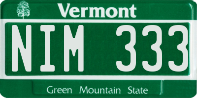 VT license plate NIM333