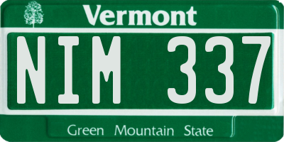 VT license plate NIM337