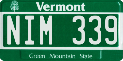 VT license plate NIM339