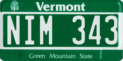 VT license plate NIM343