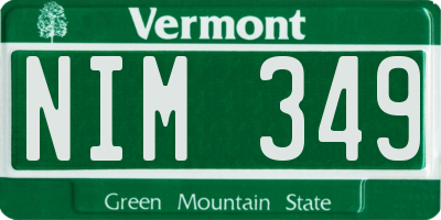 VT license plate NIM349