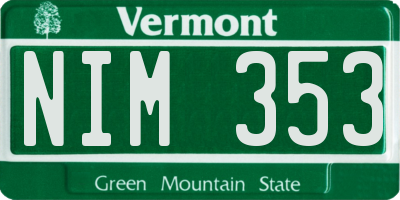 VT license plate NIM353