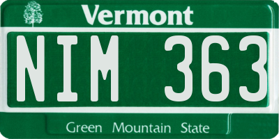 VT license plate NIM363