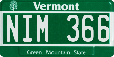 VT license plate NIM366