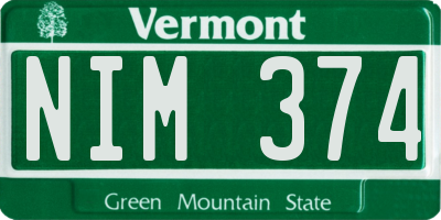 VT license plate NIM374