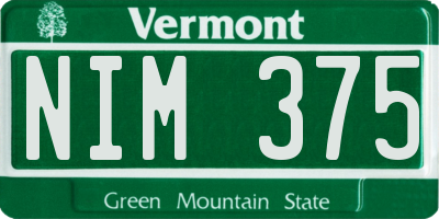 VT license plate NIM375