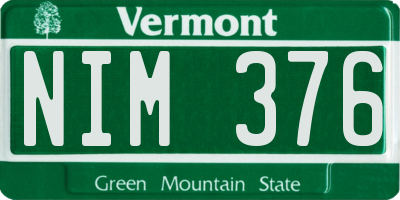 VT license plate NIM376