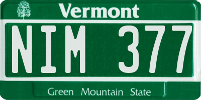 VT license plate NIM377