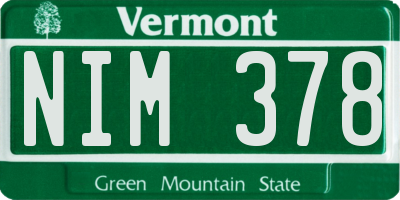 VT license plate NIM378