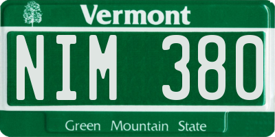 VT license plate NIM380