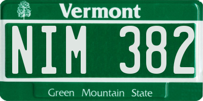 VT license plate NIM382