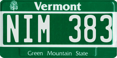 VT license plate NIM383