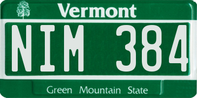 VT license plate NIM384