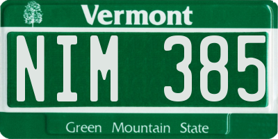 VT license plate NIM385