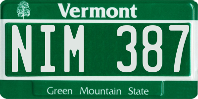 VT license plate NIM387