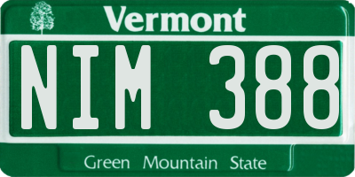 VT license plate NIM388