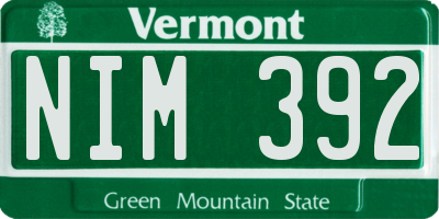VT license plate NIM392