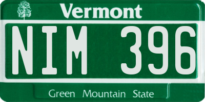 VT license plate NIM396