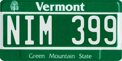 VT license plate NIM399