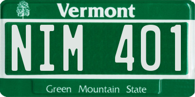 VT license plate NIM401