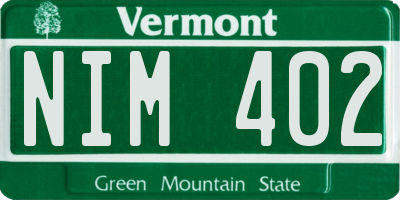 VT license plate NIM402