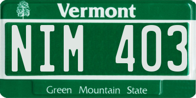 VT license plate NIM403