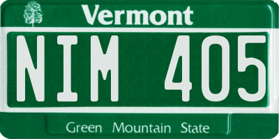 VT license plate NIM405