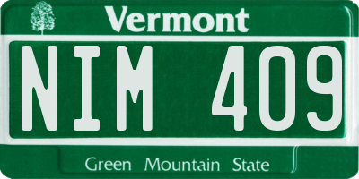 VT license plate NIM409