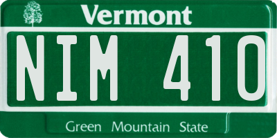 VT license plate NIM410