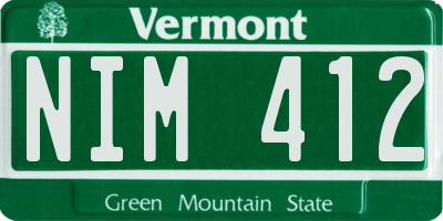VT license plate NIM412