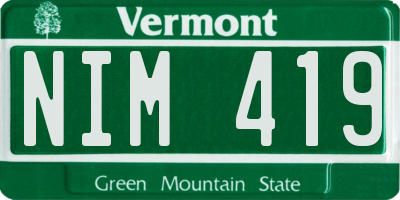 VT license plate NIM419
