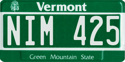 VT license plate NIM425