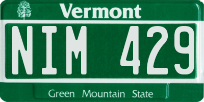 VT license plate NIM429