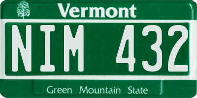 VT license plate NIM432