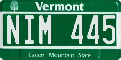 VT license plate NIM445