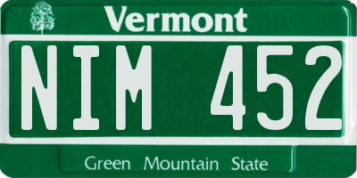 VT license plate NIM452